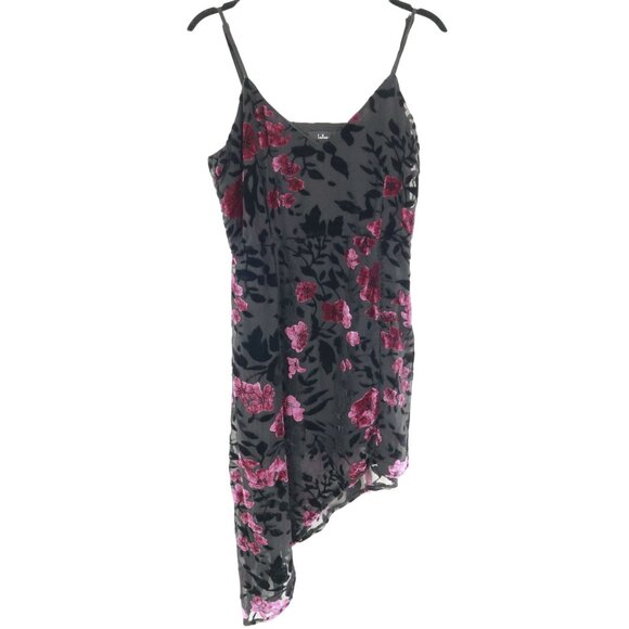 Lulus Burnout Velvet Mini Dress Womens L Black Gypsy Witchy Whimsigoth Feminine - Picture 1 of 16